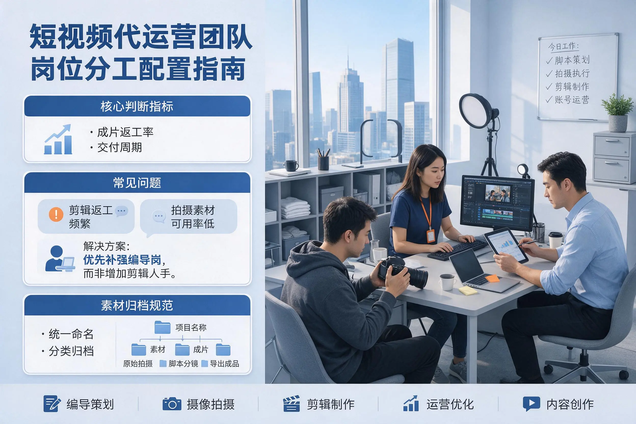 短视频代运营团队如何配置？兰州企业岗位分工科普说明